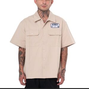NEW STIIIZY Smokers Section Khaki Work Shirt Small